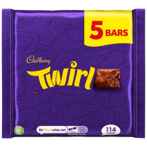 Cadbury Twirl Milk Chocolate 5 Pack Multipack 107.5g