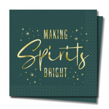 Making Spirits Bright Green Christmas Napkins 20ct