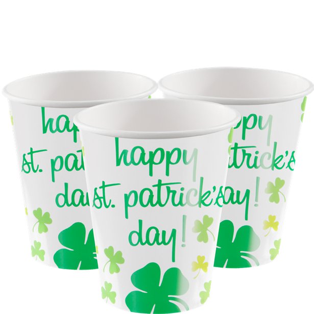 Rainbow Shamrock Cups - 255ml Paper Party Cups