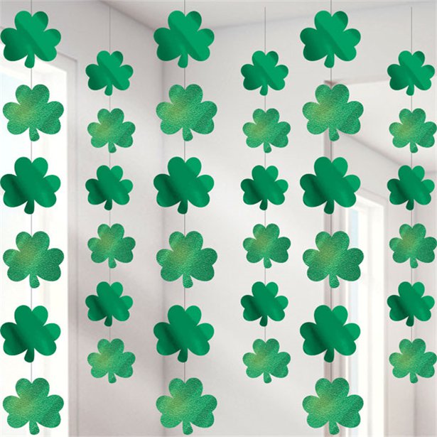 St Patricks Day Shamrock Hanging Strings - 2.1m